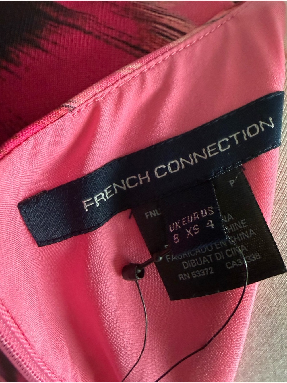 French Connection Hot Pink Abstract Mini Dress - Pockets! Size 4 - Picture 8 of 11